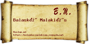 Balaskó Malakiás névjegykártya